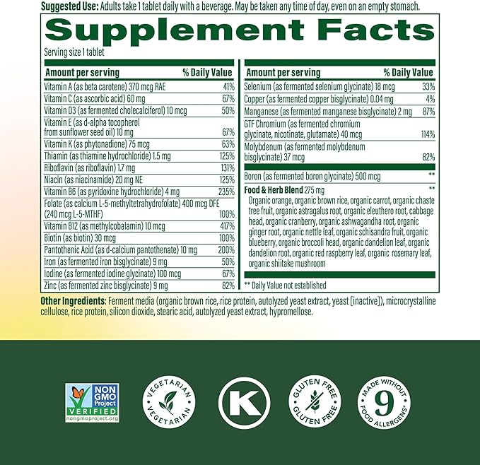 MegaFood Womens Multivitamin One Daily - Multivitamin for Women - Vitamin C, Vitamin D, Iron & B Vitamins - Bone, Energy Metabolism & Immune Support - Vegetarian, GlutenFree - 90 Tablets, 90 Servings