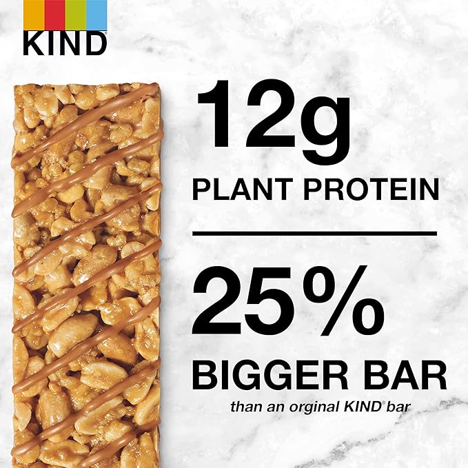 KIND Protein Snack Bar, Crunchy Peanut Butter, Healthy Snacks, Gluten Free, 12g Plant Protein, 12 Count (Pack of 2)
