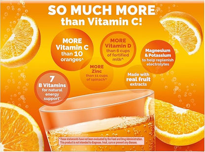Emergen-C 1000mg Vitamin C Powder for Daily Immune Support Caffeine Free Vitamin C Supplements with Zinc and Manganese, B Vitamins and Electrolytes, Super Orange Flavor - 60 Count/2 Month Supply