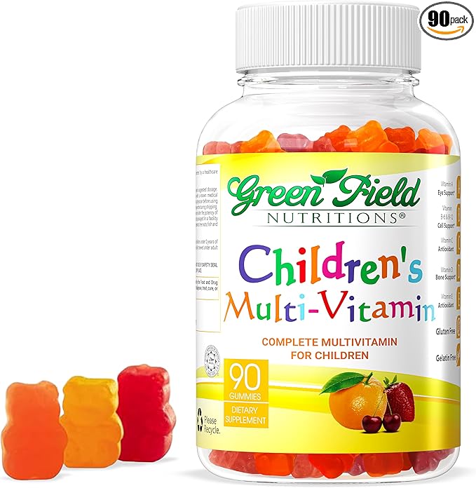 Greenfield Nutritions Halal Multivitamin for Kids – Gelatin-Free Halal Kids Multivitamin Gummies with Vitamins A, B, C, D, Iodine & Zinc for Immunity – Essential Vitamins for Children (90 Count)