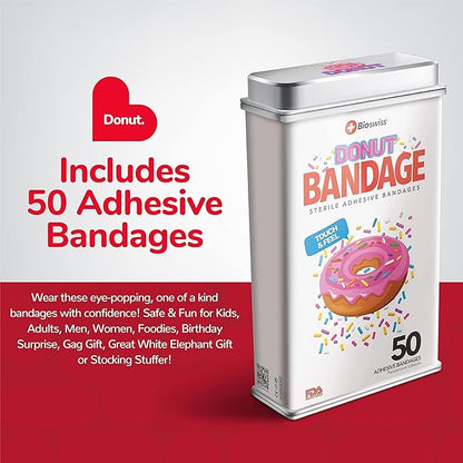BioSwiss Bandages, Donut Shaped Self Adhesive Bandage Set, Latex Free, Sterile Wound Care, 50 Count