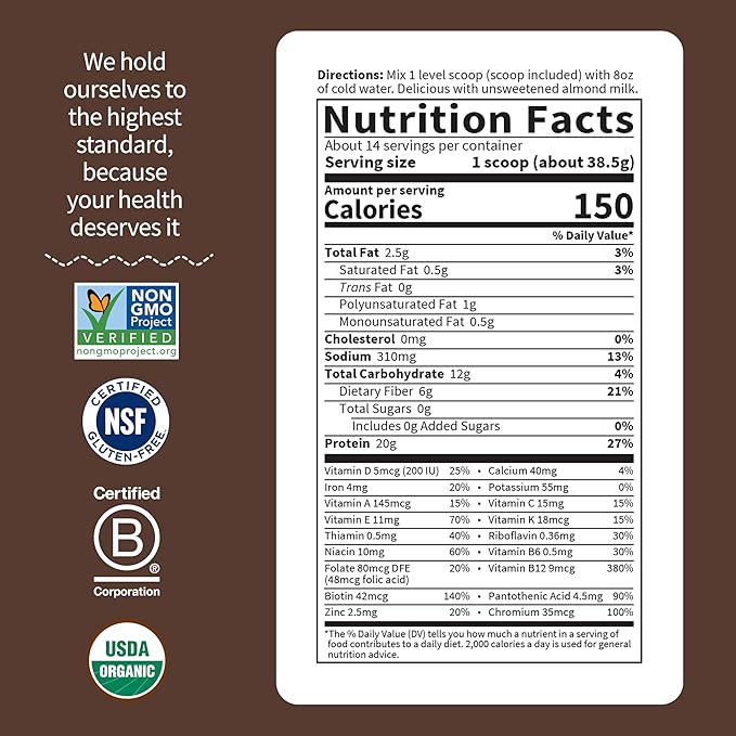 Garden of Life Meal Replacement Shakes, Raw Organic, Chocolate Protein Powder with Plant Based Pea Protein, Sprouts, Greens, Probiotics, Dairy Free 14 Servings
