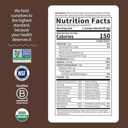 Garden of Life Meal Replacement Shakes, Raw Organic, Chocolate Protein Powder with Plant Based Pea Protein, Sprouts, Greens, Probiotics, Dairy Free 14 Servings