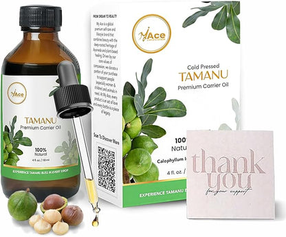 My Ace Tamanu Carrier Oil | 100% Pure & Natural Cold Pressed Unrefined Oil for Skin & Face Care, Hair Growth, Body Massage, Stretch Marks & Aromatherapy – 4 fl oz