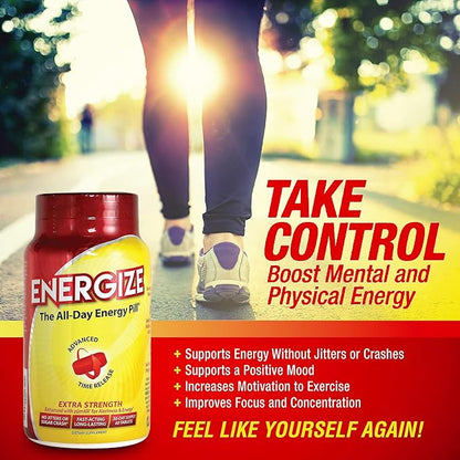 iSatori Men & Women Energize Extra Strength Caffeine Pills | Fast Acting Long-Lasting Energy Pill | Extended Time Release Caffeine | Improved Clarity, Energy Support | No Jitters, Crash | 60 Tablets