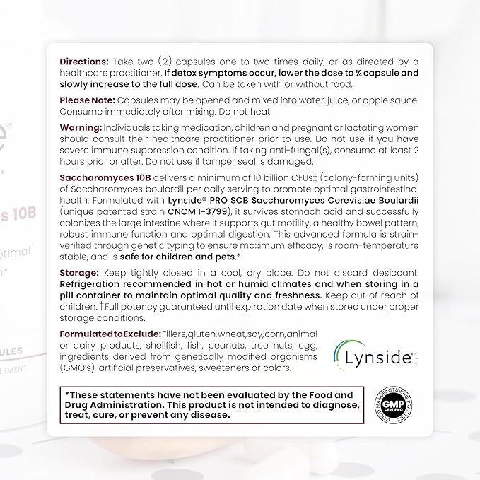 Saccharomyces Boulardii Probiotics 10 Billion CFU Made in USA | No Fillers Patented Strain: Lynside CNCM I-3799 Probiotics for Men and Women | Pure TheraPro Rx, Pharma Grade 120 Count