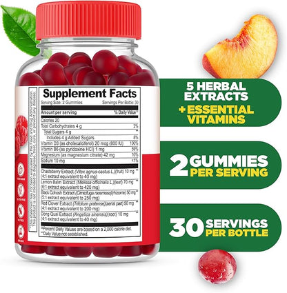 Lifeable Menopause Relief for Women | Black Cohosh, Vitex Chasteberry, Lemon Balm Extract, Red Clover Extract & More | Great Tasting Vegan Supplement | Night Sweats & Hot Flashes Relief | 60 Gummies