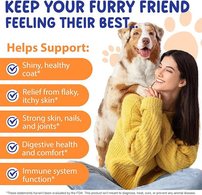 Premium Grass-Fed Liquid Collagen for Dogs - Skin and Coat Support Supplement with Biotin, Vitamin C and Hyaluronic Acid