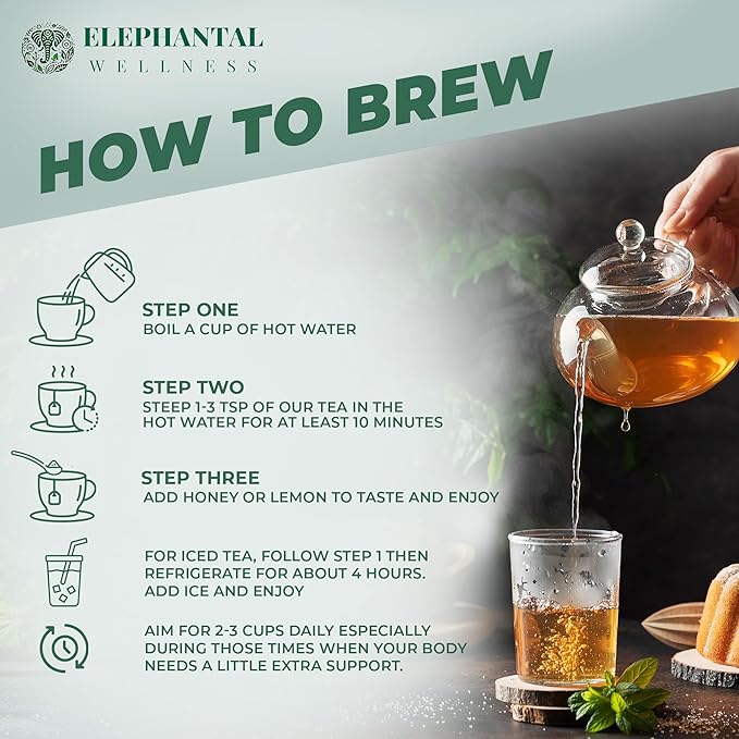 Elephantal Wellness Premium Detox Herbal Tea | Daily Liver, Kidney, Blood & Digestive Support with Turmeric, Nettle Tea, Milk Thistle, Dandelion Tea & Burdock | Handmade, Caffeine-Free Loose Leaf Blend | 2oz, 20 Servings