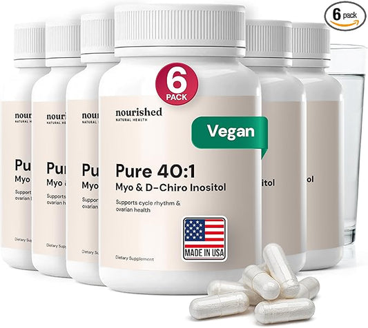 Nourished 40:1 Myo-inositol & D-Chiro Inositol Supplement for Women with Fertility, Skin Health, or Menstrual Cycle Symptoms - Hormone Balance for Women - 720 Capsules