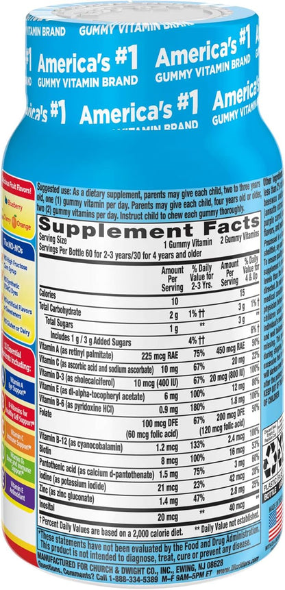 L’il Critters Paw Patrol Gummy Vites Daily Gummy Multivitamin for Kids, Vitamin C, D3 for Immune Support Cherry, Orange and Blueberry Flavors, 60 Gummies (Pack of 2)