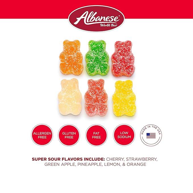 Albanese Candy, Sour Assorted Fruit Gummi Bears, 4.5-pound Bag