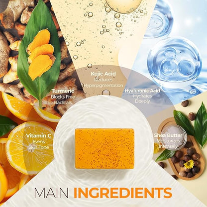 Inlifay Turmeric Kojic Acid Soap: Dark Spot Soap for Face Body - Home Travel Use Skin Cleansing for Women (80g)