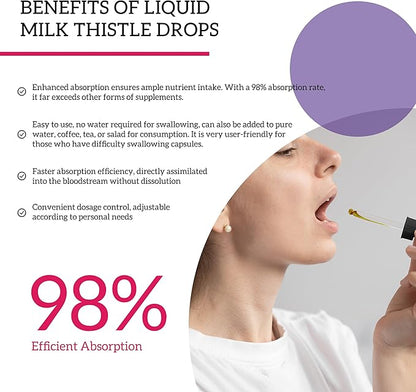 (2 Pack) Milk Thistle Liquid Drops Silymarin 1000mg, Liver Supplement Detox & Cleanse with Dandelion & Artichoke, Milk Thistle Organic Extract for Support Repair Liver Health, Vegan, Non-GMO, 1 Fl Oz