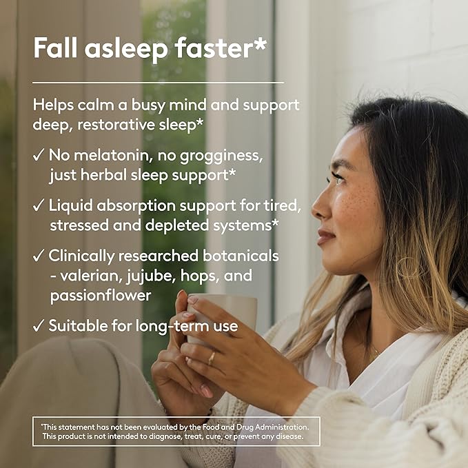 Calm & Sleep Syrup Supplement, Naturally Reduce Stress and Improve Sleep with Valerian Root, Hops Flower Extract, and Passionflower - 6.7oz