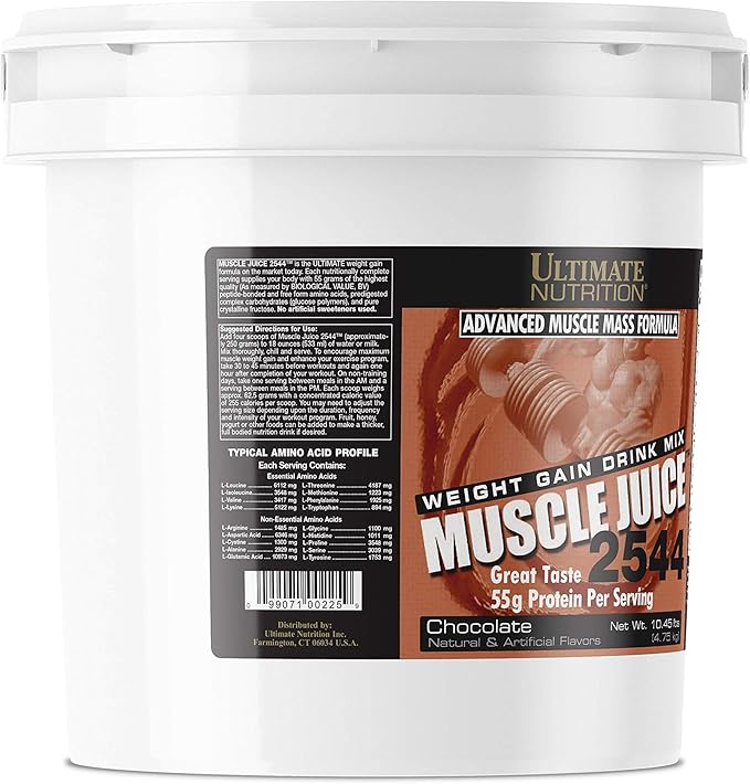 Ultimate Nutrition Muscle Juice, Weight Gain Drink Mix - Mass Gainer Workout Powder for Men & Women - Supplement for Lean Muscle Growth & Immune Support with 55g Protein - Chocolate, 10.45lb