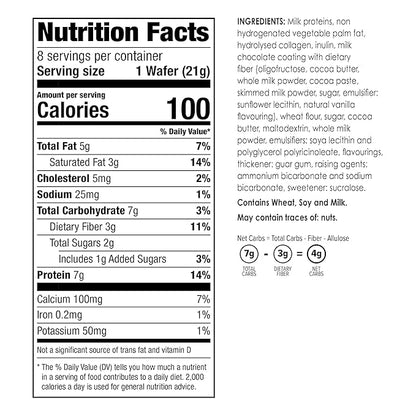 BariWise Protein Wafer Bar, Vanilla, Low Sugar, Low Calorie, Low Carb Keto Friendly Snack (8ct)