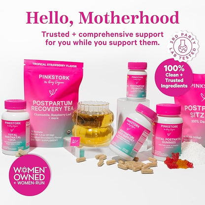 Pink Stork Premium Prenatal Vitamin for Women - Multivitamin & Probiotics - Morning Sickness, Digestion, & Energy - Folate, B6, & Iron - 60 Capsules - 2 Pack