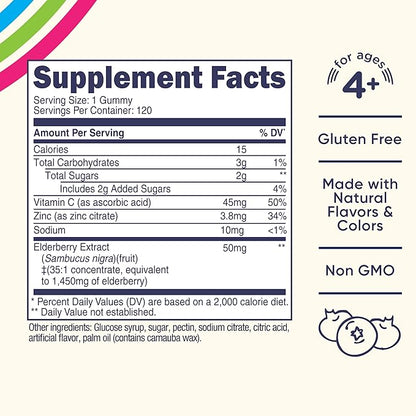 Nutricost Kids Elderberry Gummies (50mg) with Zinc & Vitamin C 120 Gummies - Gluten Free, No Corn Syrup