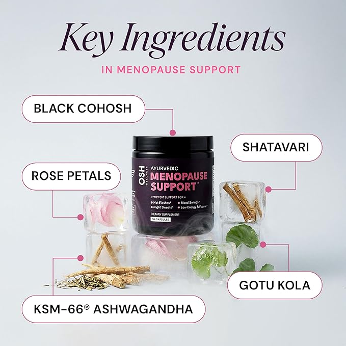 Menopause Supplements for 45+ Women | Hot Flash, Night Sweat & Mood Swing Relief | Ayurvedic Herbal Blend with Shatavari, Ashwagandha, Black Cohosh | Eases Dryness & Boosts Libido | 60 Capsules