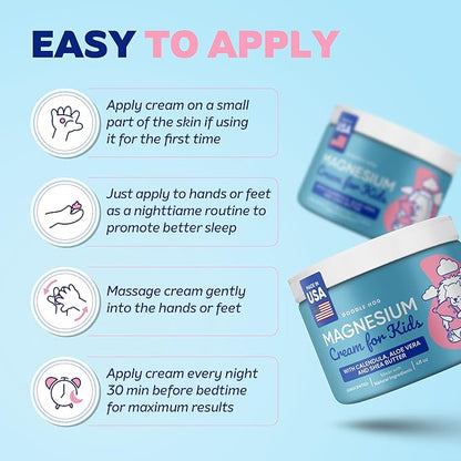 DOODLE HOG Magnesium Cream for Kids - Soothing Relief & Relaxation with Calendula, Aloe Vera, Shea Butter - Bedtime Magnesium Lotion for Kids Sleep - (4 oz, Unscented)