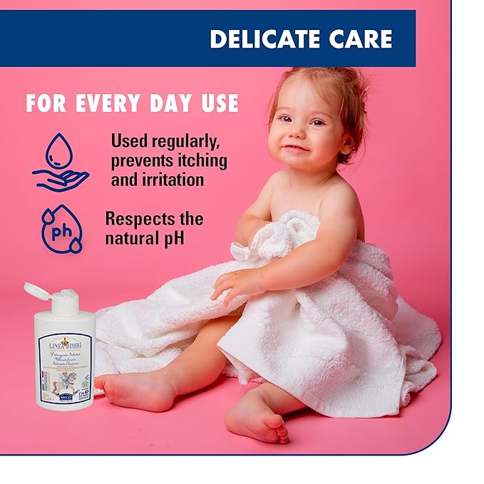Helan Linea Bimbi Bio-Feminine Wash for Girls with Aloe Vera, Apricot & Chamomile Essential Oils-Microbiologically Tested Intimate Wash and Gentle Baby Intimate Cleanser-Made in Italy, 125ml 4.2 fl oz
