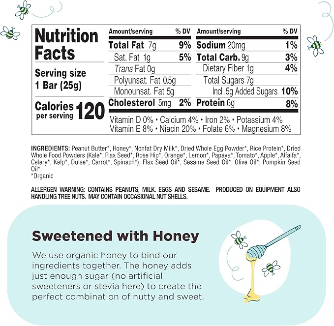 Perfect Bar Mini, Peanut Butter Protein Bar, Protein Snack, Snack Bar, Organic, Gluten Free, Soy Free, Non GMO, No Sugar Alcohols, 0.88 Ounce Bar, 24 Count