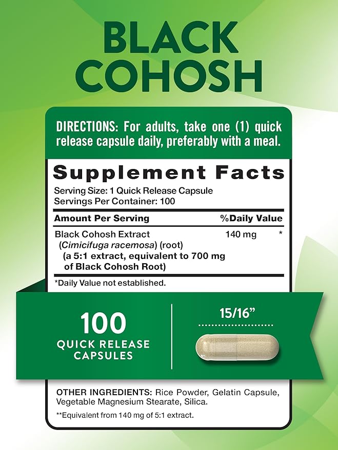 Nature's Truth Black Cohosh | 100 Capsules | Root Extract | Non-GMO & Gluten Free Supplement