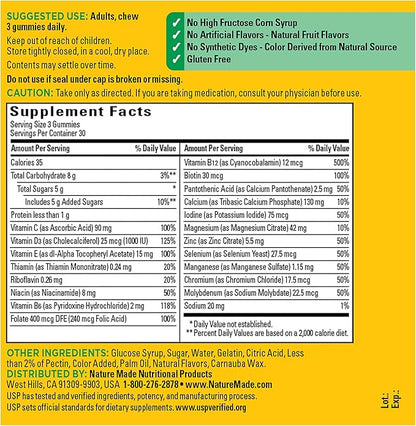 Nature Made Advanced Multivitamin Gummies for Adults, Women's and Men's Multivitamin Gummies with Magnesium Citrate, Calcium & B Vitamins, Daily Support, 90 Gummies, 30 Day Supply