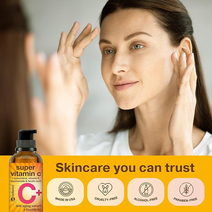 Double Size (2OZ) Super Vitamin C Serum for Face, Niacinamide Serum, 5% Vitamin C Face Serum, Hyaluronic Acid, Resveratrol, Anti-Aging Brightening