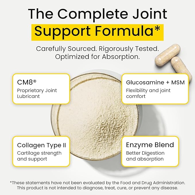Flexcin Joint Health & Mobility Formula with CM8 (Cetyl Myristoleate) - Joint Supplements for Men and Women with Glucosamine, MSM, Collagen Type II - 3 Pack (270 Capsules)
