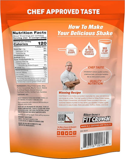 Fit Crunch Tri-Blend Whey Protein, Keto Friendly, Low Calories, High Protein, Gluten Free, Soy Free (18 Servings, Cinnamon Twist)