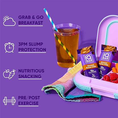 IQBAR Brain Body Keto Protein Bars - Almond Butter Chip Bars 12 - Count Energy Bar - Low Carb High Fiber Vegan Bars Low Sugar Meal Bars - Vegan Snacks