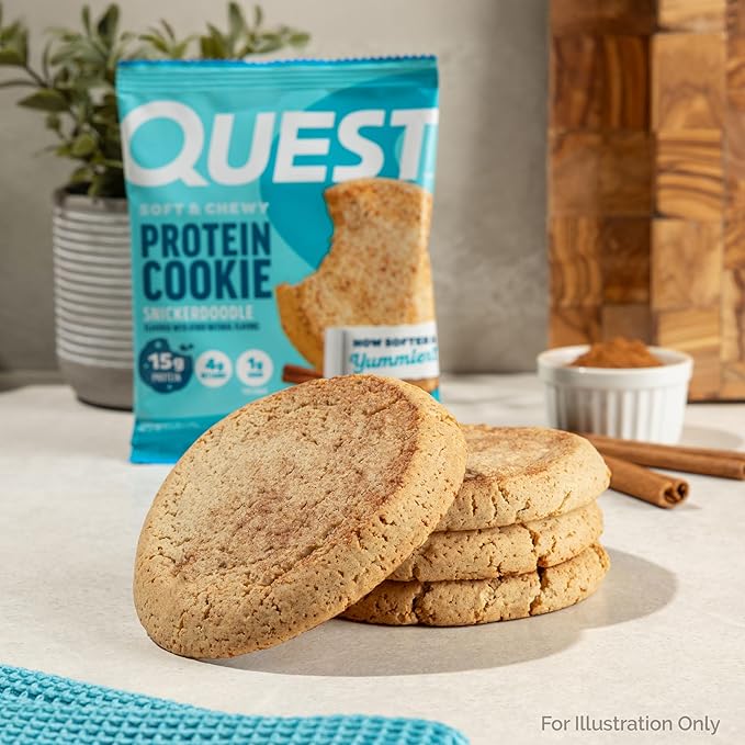 Quest Nutrition Snickerdoodle Protein Cookie,15g Protein,1g Sugar,4g Net Carbs,Keto Friendly,High-Protein,Low Carb;,12 Count (Pack of 2)