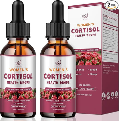 （2 Pack）Cortisol Manager Liquid Drops, Cortisol Supplements for Women, with magnesium ashwagandha, rhodiola rosea,l-theanine,Phosphatidylserine-Promote Relaxation and Support Mood- 30 Day Vegan Supply
