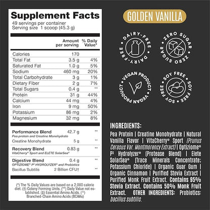 BIRDMAN Falcon Performance Vegan Protein Powder, 31g Protein, 5g Creatine, 5g BCAA, Probiotics, Electrolytes, Pre Workout, Low Carb, Sugar Free & Dairy Free, Plant Based Vanilla Protein - 49 Servings