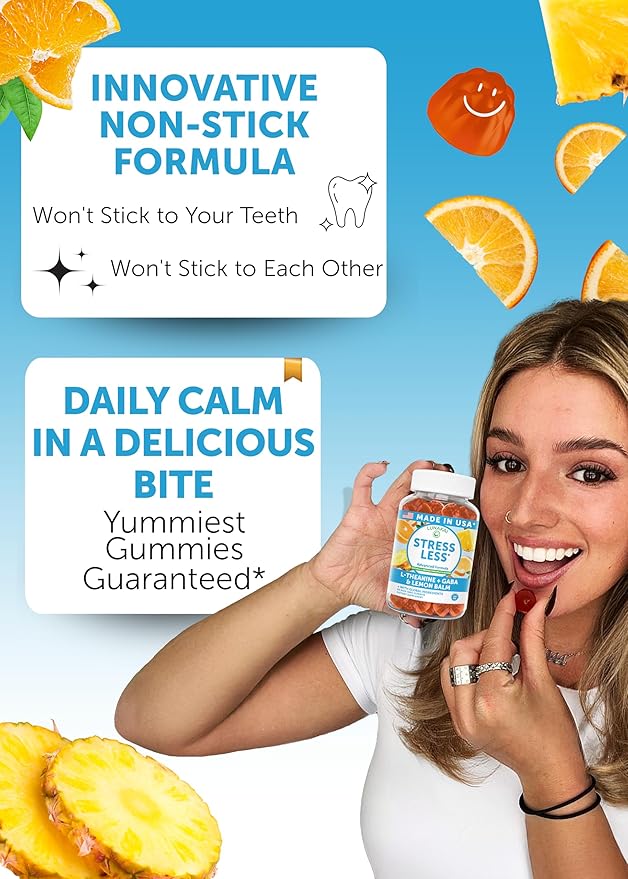 Lunakai USA Made Calm & Stress Relief Gummies – Delicious GABA + L-Theanine Calming Supplement for Adults & Kids – Natural Stress Support, 60ct