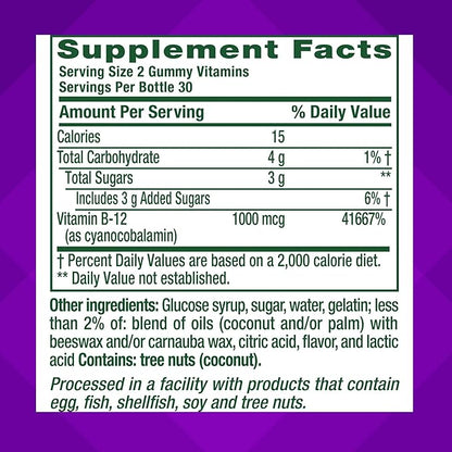 Vitafusion B12 Gummy Vitamins, Delicious Raspberry Flavor, 60ct (30 Day Supply)