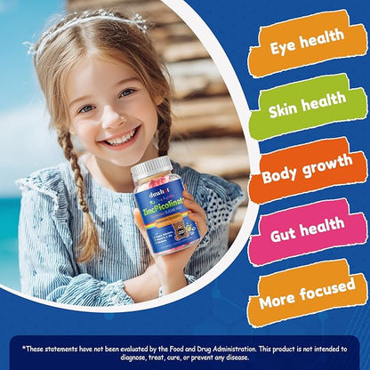 Zinc for Kids Supplements, Zinc Picolinate 30mg Gummies with Copper, High Absorption Form, with Selenium, Elderberry, for Kids Teens Growth, Skin & Immune Health, Sugar Free, 60 Gummies