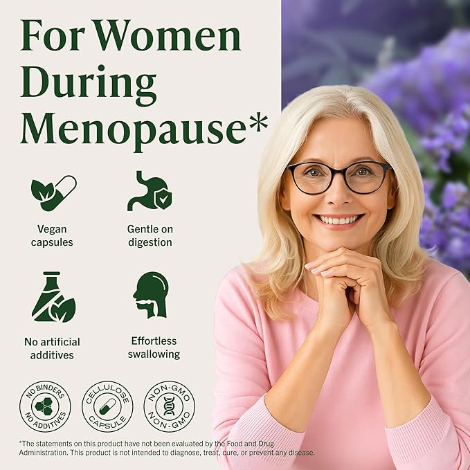 HERBAMAMA Vitex Berry Capsules – Natural Menopause Supplements* for Women – 1000mg Vitex Chasteberry Fruit per Serving for Menopause Support* – Vegan, Non-GMO – 50-Day Supply