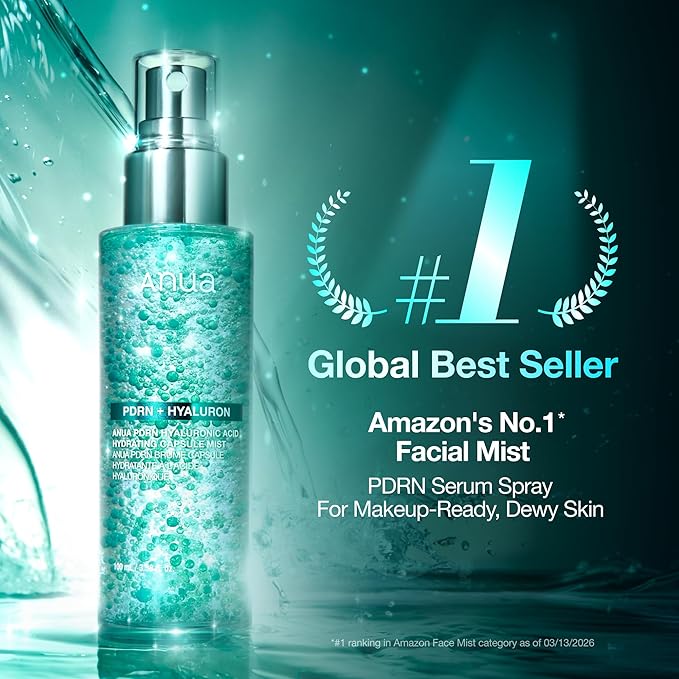 ANUA PDRN Collagen Glow Facial Serum Spray, Hydrating Face Mist, Hyaluronic Acid, dewy glass finish, All Skin Types, Instant Plumping Hydration, Firming Care, Korean Skincare, 3.38 fl oz