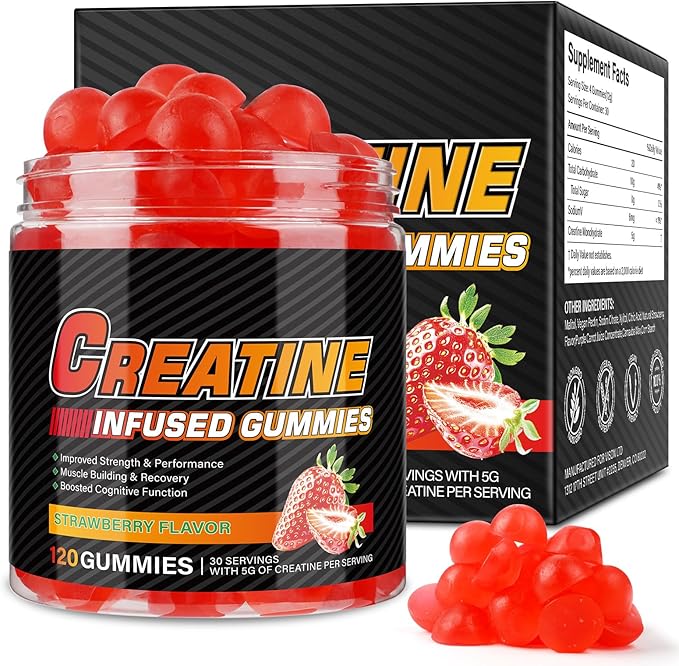 Creatine Monohydrate Gummies Creatine Monohydrate per Serving Chewable Creatine for Muscle Builder, Energy Boost, 120 Gummies