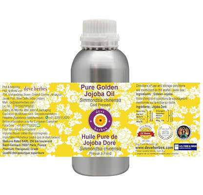 Deve Herbes Pure Golden Jojoba Oil (Simmondsia chinensis) Cold Pressed 630ml (21 oz)
