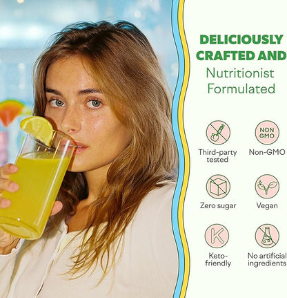 Feel Goods Immunity Icon, Vitamin C Immune Support Powder Drink Mix- 500mg Vitamin C, Elderberry, Ginger, Turmeric & Key Vitamins for Daily Immune Health - Sugar-Free & Caffeine-Free Drink Mix Packets