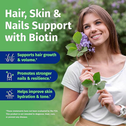 1 Body Hair Skin and Nails Vitamins with Biotin – Hair Growth Supplement for Women & Men with 26 Vitamins, Minerals & Herbal Extracts – Stronger Hair, Healthy Skin & Nails – 60 Vegan Capsules