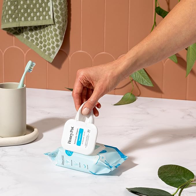 The Honey Pot Company - Feminine Wipes - Daily PH Balancing, Fragrance & Sulfate Free Wipes for Intimate Parts, Body, or Face - Hygiene Products - Sensitive 30 ct