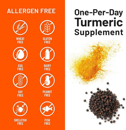 NatureWise Turmeric Curcumin 500mg with Black Pepper Softgels - Extra Strength, Enhanced Absorption - 95% Curcuminoids & BioPerine for Immune Support - Gluten-Free, Non-GMO - 90 Count[3-Month Supply]