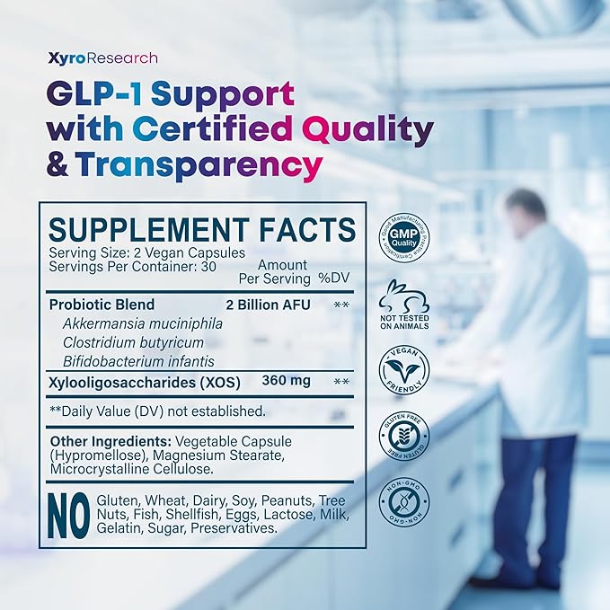 GLP-1 Support Weight Loss Probiotic Supplement - Women Men Natural Appetite Suppressant Metabolism Booster Healthy Gut Support - GLP1 Support for Hunger Control Curb Cravings & Fat Burn