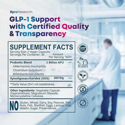 GLP-1 Support Weight Loss Probiotic Supplement - Women Men Natural Appetite Suppressant Metabolism Booster Healthy Gut Support - GLP1 Support for Hunger Control Curb Cravings & Fat Burn