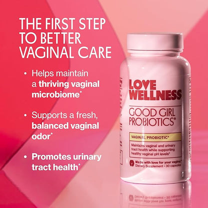 Love Wellness Good Girl Probiotics | Women’s Vaginal Health & pH Balance Supplement | 9-Strain Probiotic for Urinary Tract, Yeast, Odor & Immune Support | Gluten-Free (30-Day Supply)